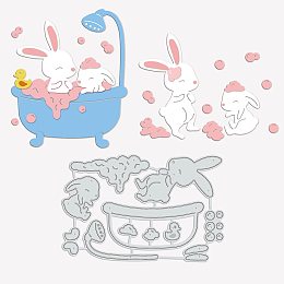 GLOBLELAND Cute Bunny Metal Cutting Dies Die Cuts for DIY Scrapbooking Festival Birthday Wedding Cards Making Album Envelope Decoration, Matte Platinum