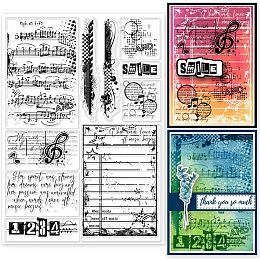 GLOBLELAND Vintage Frame Music Note Clear Stamps 5.9x8.3inch Retro Stain Background Embossing Stamp Silicone Clear Stamps Seal for DIY Scrapbooking and Card Making Paper Craft Decor