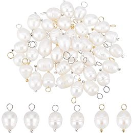 BENECREAT 42Pcs 3 Color Natural Freshwater Pearl Charms, Baroque Pearls Pendant for DIY Necklace Bracelet Jewelry Making Accessories