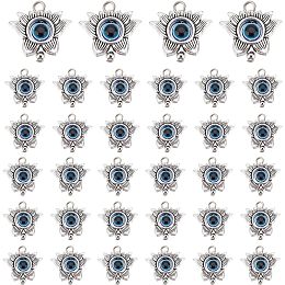 PandaHall Elite 30pcs Evil Eye Charms, Flower Charm with Blue Evil Eye Resin Beads Tibetan Style Alloy Pendants for DIY Art Craft Christmas Valentine's Day Halloween Easter Jewelry Making