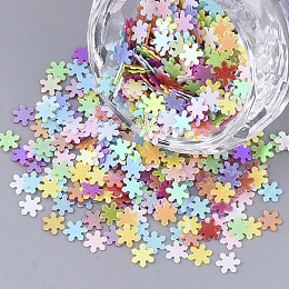 Honeyhandy Ornament Accessories, PVC Plastic Paillette/Sequins Beads, No Hole/Undrilled Beads, Snowflake, Mixed Color, 4.5x4.5x0.4mm, about 400pcs/bag