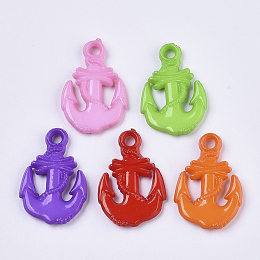 Honeyhandy Opaque Acrylic Pendants, Anchor, Mixed Color, 28.5x19x4mm, Hole: 3mm, about 570pcs/500g