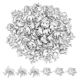 Unicraftale 100Pcs 304 Stainless Steel Charms, Hollow Elephant, Stainless Steel Color, 14x15x5mm, Hole: 1.2mm