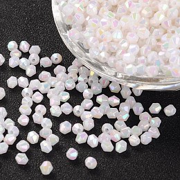 Honeyhandy Bicone AB Color Plated Eco-Friendly Transparent Acrylic Beads, White, 4x4mm, Hole: 1mm, about 16600pcs/500g