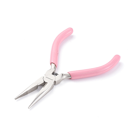 SUNNYCLUE 45# Carbon Steel Jewelry Pliers, Needle Nose Pliers, Pink, 12.6x8.2x0.8cm