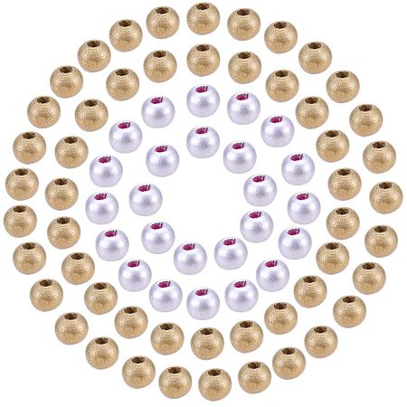 Spray Painted Natural Wood Beads, Round, Silver & Golden Plated, 6x5mm, Hole: 2mm; , 1000pcs/box