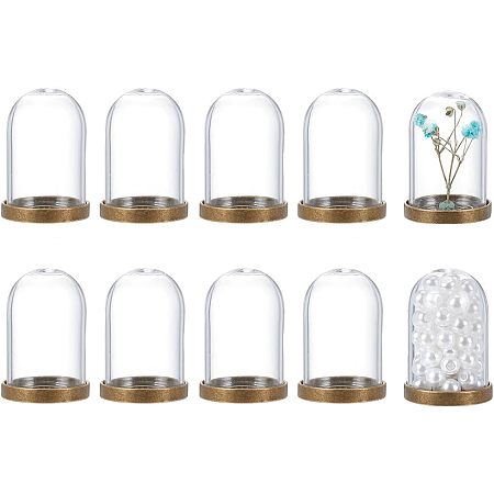 PandaHall Elite 10 Sets Glass Display Cloche Dome, Decorative Display Case Cloche Bell Jar with Metal Base for Collectibles Flower Office Home Tabletop Centerpiece Decoration,0.9x1.5inch