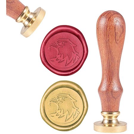 CRASPIRE Wax Seal Stamp, Sealing Wax Stamps Eagle Retro Wood Stamp Wax Seal 25mm Removable Brass Seal Wood Handle for Envelopes Invitations Wedding Embellishment Bottle Decoration Gift Packing