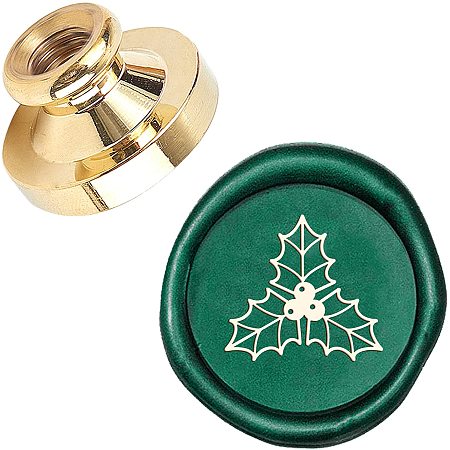 CRASPIRE Christmas Holly Wax Seal Stamp Head Sealing Wax Stamp Heads Only No Handle 25mm Vintage Replacement for Envelopes Cards Invitations Wedding Halloween Xmas New Year Party