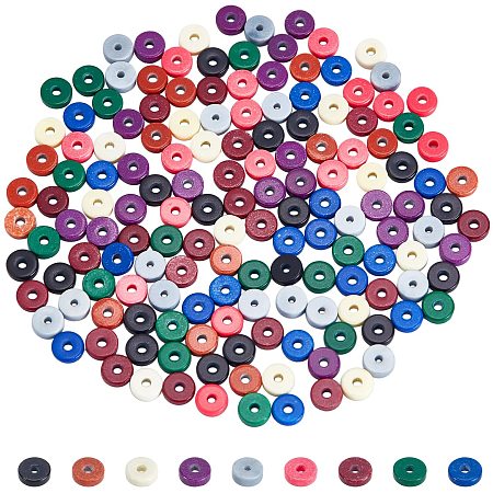 NBEADS 180 Pcs 9 Colors Natural Stone Heishi Beads, 4mm Mini Agate Beads Flat Round Disc Bead Charms for Necklace Bracelet Jewelry Making, Hole: 1mm