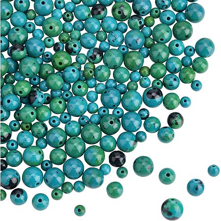 OLYCRAFT 408Pcs Chrysocolla Beads 4mm 6mm 8mm Natural Stone Beads Round Loose Gemstone Beads Energy Stone for Bracelet Necklace Jewelry Making 6 Strands - 3 Styles