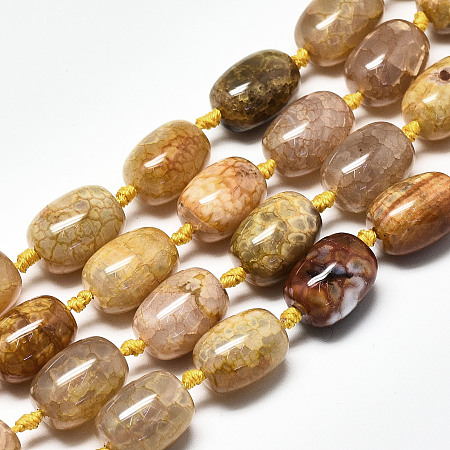 ARRICRAFT Natural Yellow Agate Beads Strands, Crackle Style, Dyed & Heated, Barrel, 38~39.5x13.5~14.5mm, Hole: 1.5mm; about 16pcs/strand, 14.57 inches~14.76 inches(37~37.5cm)
