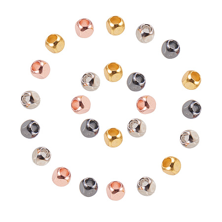 PandaHall Elite About 120 Pcs Brass Cube Spacer Beads 3x3x3mm for Jewelry Making 4 Colors