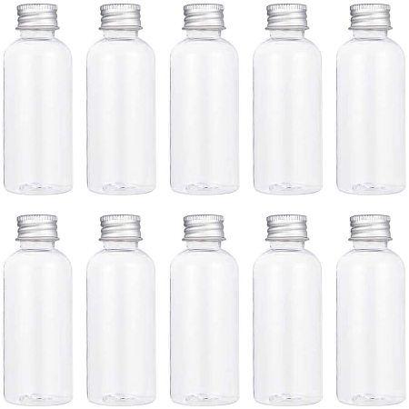 BENECREAT 20 Pack 2oz Plastic Sample Bottle with Aluminum Cap for Lotion Shower Gel Cleaning Water Oil