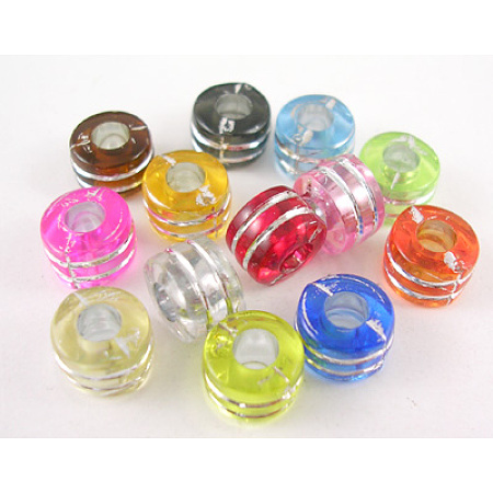 Arricraft Metal Enlaced Acrylic Beads, Column, Mixed Color, 9x6mm, Hole: 3.5mm, about 1700pcs/500g