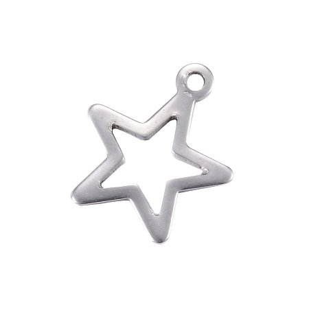 NBEADS 100pcs 304 Stainless Steel Charms, Star, Stainless Steel Color