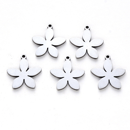 Honeyhandy 304 Stainless Steel Pendants, Laser Cut, Flower, Stainless Steel Color, 16x14x1mm, Hole: 1.2mm
