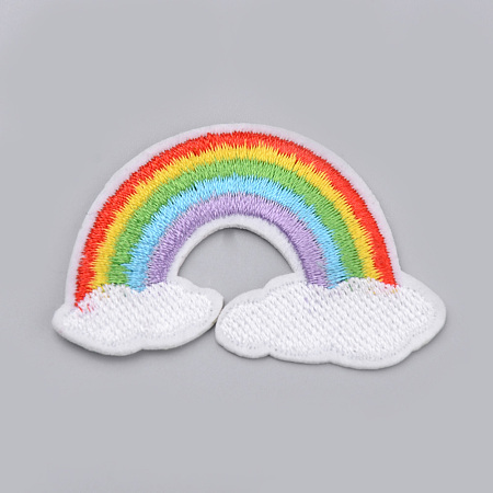 Honeyhandy Computerized Embroidery Cloth Iron On/Sew On Patches, Costume Accessories, Appliques, Rainbow, Colorful, 56x35x1.5mm