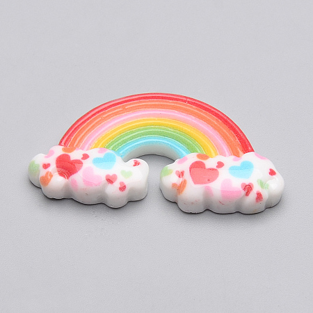 Resin Cabochons, Rainbow, Colorful, 28x15x5mm