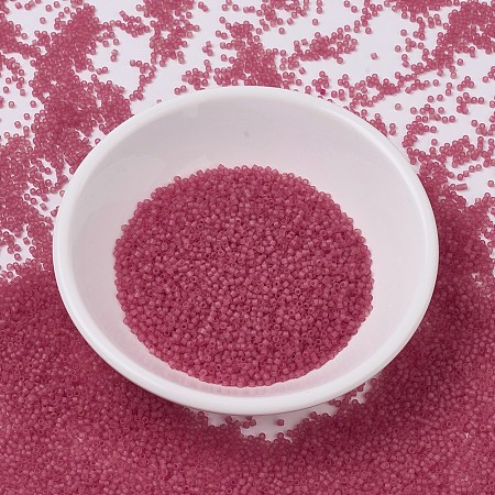 MIYUKI Delica Beads, Cylinder, Japanese Seed Beads, 11/0, (DB0778) Dyed Semi-Frosted Transparent Dark Rose, 1.3x1.6mm, Hole: 0.8mm; about 2000pcs/10g