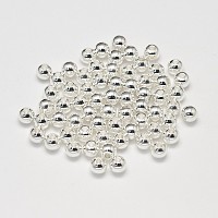 Rack Plating and Vacuum Plating Brass Round Spacer Beads, Cadmium Free & Lead Free, Silver Color Plated, 6mm, Hole: 1.5mm
