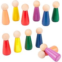 PandaHall Elite 12pcs Wooden Dolls 6 Colors Wood Peg Doll Decorative Wooden People Figure Rainbow Friends Peg Dolls for Preschool Learning Home Decoration Arts and Craft Project, 23x65mm/0.9x2.5"