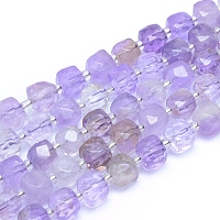 ARRICRAFT Natural Ametrine Beads Strands, Faceted, Cube, 9~10.5x9~10.5x9~10.5mm, Hole: 1mm, about 32pcs/strand, 15.55 inches(39.5cm)