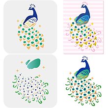 FINGERINSPIRE 2 Pcs Layered Peacock Stencils 5.9x5.9inch Reusable Peacock Stencils for Painting Mylar Peacock Stencil Animal Stencil for Painting on Greeting Card Wood Tile Wall Furniture Fabric