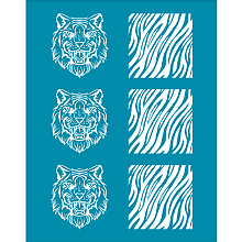 OLYCRAFT 4x5 Inch Clay Stencils Tiger Pattern Silk Screen Printing Stencils Tiger Stripes Reusable Non-Adhesive Transfer Stencils Mesh Stencils for Polymer Clay Jewelry Making