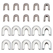 BENECREAT 120Pcs 2 Style 304 Stainless Steel & Carbon Steel Spiral Bone Tips, Fishbone Chain End Cap Cover, Stainless Steel Color, 9x7x3mm, Hole: 6mm, 11x11x3mm, 60Pcs/style