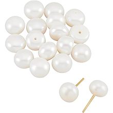 NBEADS 8 Pairs Natural Cultured Freshwater Pearl Beads, Antique White Half Hole Freshwater Pearls Rondelle Shape Loose Cultured Pearls Charms Beads for Craft Jewelry Making