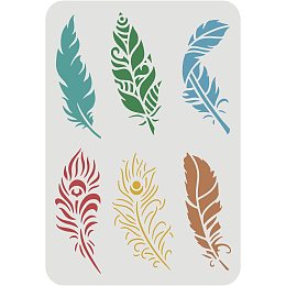 FINGERINSPIRE Peacock Feather Stencil 11.7x8.3inch Reusable Beautiful Feathers Stencil Mandala Feathers Stencils Large Feather Stencils for Painting on Wood, Canvas, Paper, Floor, Wall