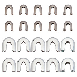 BENECREAT 120Pcs 2 Style 304 Stainless Steel & Carbon Steel Spiral Bone Tips, Fishbone Chain End Cap Cover, Stainless Steel Color, 9x7x3mm, Hole: 6mm, 11x11x3mm, 60Pcs/style