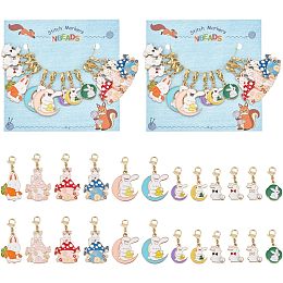 NBEADS 24 Pcs Rabbit Series Stitch Markers, Enamel Crochet Stitch Marker Removable Lobster Clasp Locking Stitch Marker for Knitting Weaving Sewing Needleworks Jewelry Making