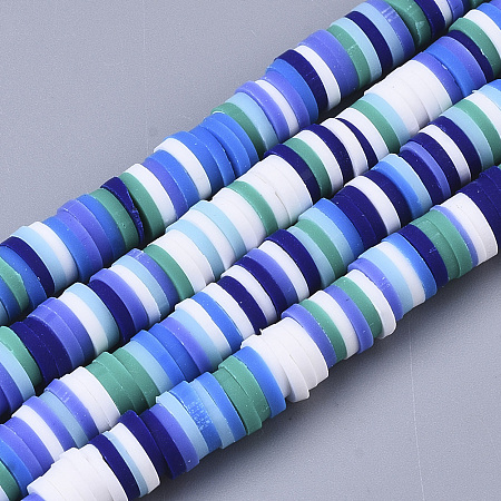 Handmade Polymer Clay Beads Strands, for DIY Jewelry Crafts Supplies, Heishi Beads, Disc/Flat Round, Mixed Color, 6x0.5~1mm, Hole: 1.8mm; about 320~447pcs/strand, 15.75 inches~16.14 inches(40~41cm)