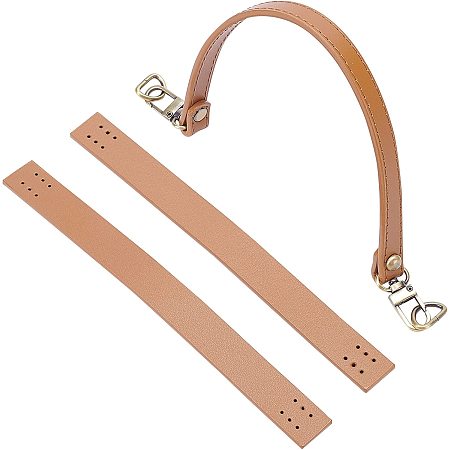 WADORN 2 Styles Leather Purse Straps, 13.1inch Leather Bag Strap 7.5inch Leather Purse Handle Sewing Bag Handle Replacement Shoulder Bag Strap Clutch Bag Handle for DIY Leathercraft Bag Making