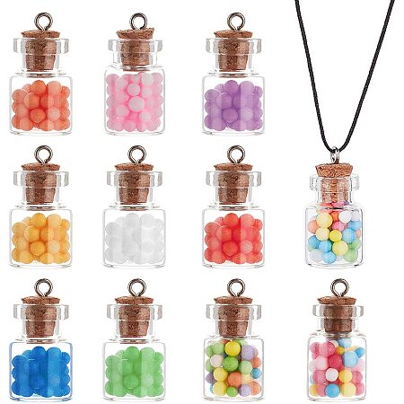 PandaHall Elite 40 Pieces Colorful Glass Bottle Pendant Crystal Glass Ball Charms with Colorful Balls Decorations for DIY Crafting Craft Supplies, 10 Colors