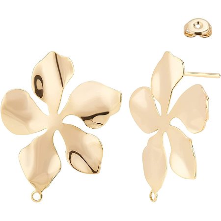 BENECREAT 5 Pairs Flower Stud Earring Findings 925 Sterling Silver Pins with Ear Nuts for DIY Jewelry Making Findings