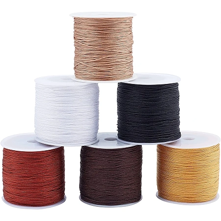 PandaHall Elite 650 Yards 0.8mm Nylon Beading String Cord, Chinese Knotting Cord Kumihimo Beading Cord Knot Clasp Jewelry Thread for Macrame Friendship Bracelets Ornament Jewelry Making 6 Color
