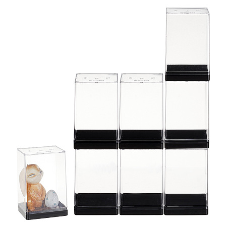 OLYCRAFT 8Pcs Minifigures Display Case Action Figure Storage with Black Base Acrylic Building Block Display Box Clear Display Case for Aciton Figures Doll Model Display 2.5x2.2x3.8 Inch