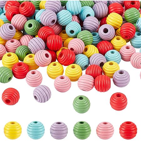 OLYCRAFT 180pcs 12mm Honeycomb Beads Wooden Painted Beehive Beads Loose Threaded Wooden Beads Mixed Colors Threaded Wooden Beehive Spacer Beads for DIY Crafting Jewelry Making - 6 Colors