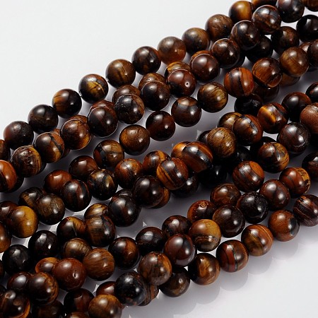 ARRICRAFT Gemstone Beads Strands, Grade B Tiger Eye, Round, about 8mm in diameter, hole: 1mm, about 46pcs/strand, 15.5 inches