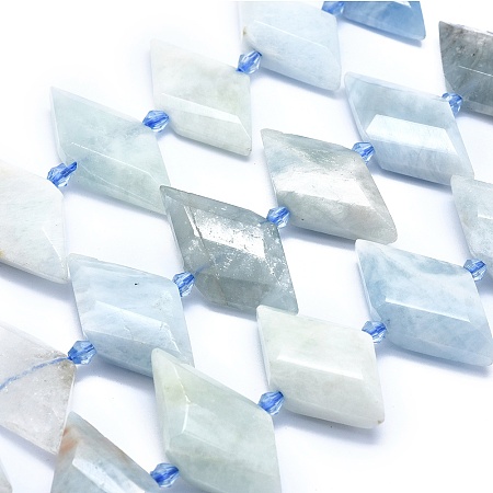 ARRICRAFT Natural Aquamarine Bead Strands, Faceted, Rhombus, 21~32x10~18x5~7mm, Hole: 0.6~0.8mm, about 20~25pcs/strand, 15 inches~15.7 inches(38~40cm)