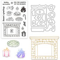 GLOBLELAND Christmas Fireplace Cutting Dies and Silicone Clear Stamps Set with Christmas Socks Bells Gifts for Card Making DIY Scrapbooking Photo Album Invitation Greeting Cards Decor Paper Craft