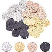 UNICRAFTALE 40pcs 4 Colors Flat Round Stainless Steel Pendants Blank Stamping Tag Charms Pendants Texture Charms for Jewelry Making 1.5mm Hole