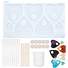 Gorgecraft DIY Silicone  Molds Kits, with Heart Ouija Board Silicone Molds, Silicone Measuring Cup, Plastic Transfer Pipettes, Disposable Latex Finger Cots, Birch Wooden Sticks, Clear, 27pcs/set