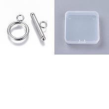 Arricraft 20 Sets 304 Stainless Steel Toggle Clasps, Round Ring, Stainless Steel Color, Ring: 18.5x13.5x2mm, Hole: 3mm, Inner Diameter: 9.5mm, Bar: 21x8x3mm, Hole: 3mm