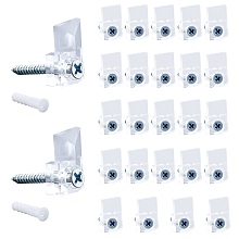 Plastic Holder Clips, for Closet, Mirror, Clear, 21.5~31.5x12.5x6.5~8x8mm, Hole: 5mm, pin: 3.5~5.5mm