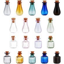 BENECREAT 18 Pack 9 Colors Mini Potion Bottle, 2 Shapes Multi Color Cork Stoppers Glass Bottles Wishing Bottle for DIY Crafts, Wedding, Birthday, Party Favors, 2 Color/Shape