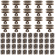 GORGECRAFT 40 Sets Antique Mini Hinges with 20 Set Retro Hasps Latch and 240Pcs Screws Antique Buckles Kit for Wooden Cabinet Case Vintage Jewelry Storage Gift Box Toolbox Decorative Supplies